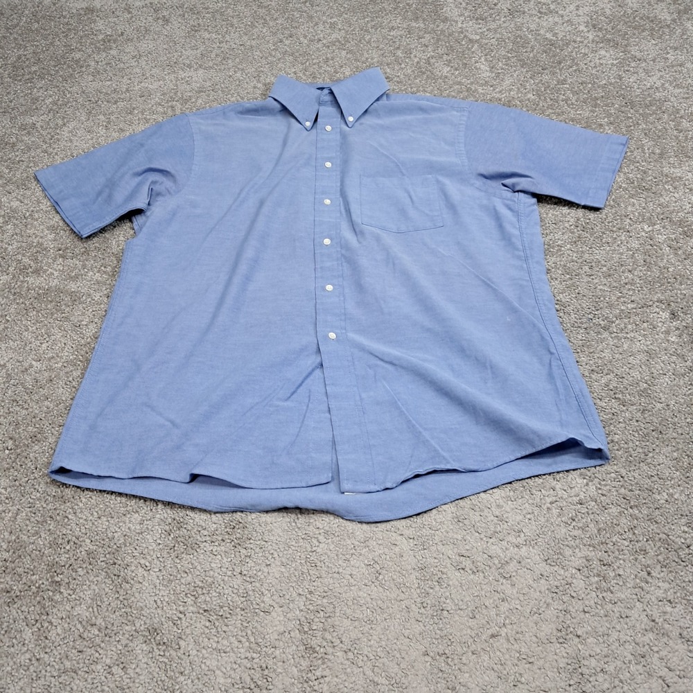Dover Arrow Oxford Short Sleeve Button Down Shirt Blue 16.5 8326